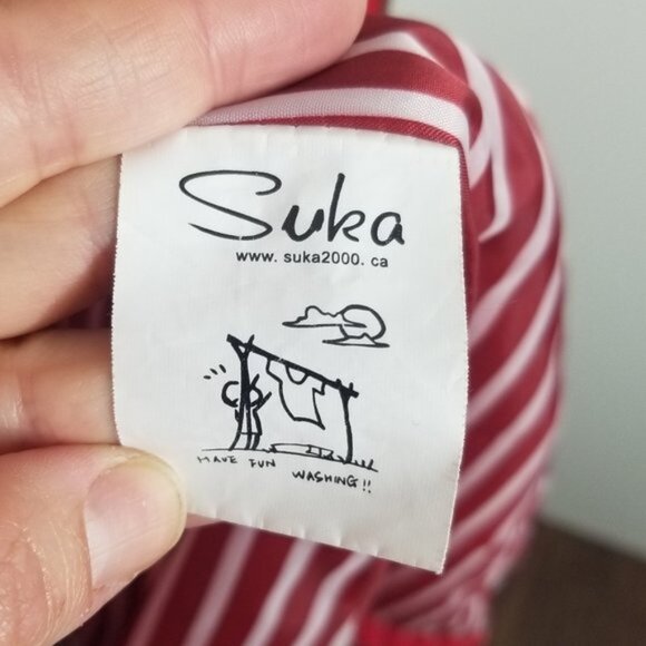 Suka Bright Red Snap Zip Front Coat Lined Jacket Cotton Blend Trench Buckle Med - Picture 8 of 14